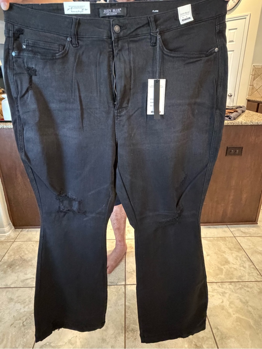 Judy Blue Black Distressed Flare & Wide Leg Jeans
